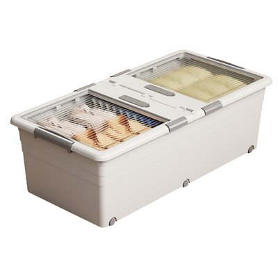 出口日本床底收纳箱家用大容量扁平带轮抽屉式衣服被子床下整理箱