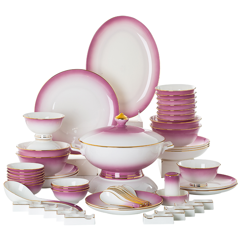 渐变简约骨瓷餐具送礼高档