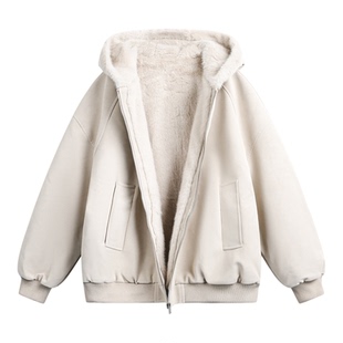 悟空有货美式冬季座山雕加厚连帽棉衣男复古潮牌情侣保暖pu皮棉服