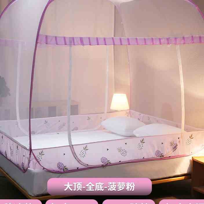 儿童房蚊帐男童免安装男孩床防摔家用折叠1.5三开门2米1.2纹儿i.