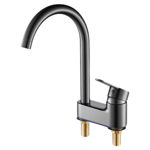 全铜老式洗手盆水龙头冷热双孔两用洗手间洗脸盆面盆台盆龙头双管