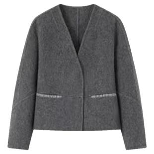 2025秋季新款双面羊绒大衣女短款红色小香风外套小个子羊毛呢子