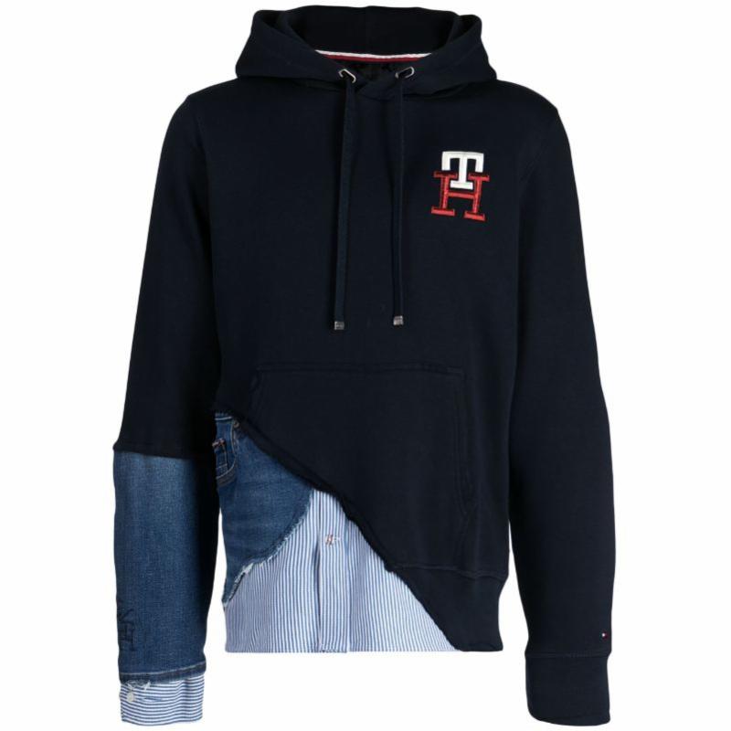 Greg Lauren男士x Tommy Hilfiger logo刺绣拼贴设计连帽衫