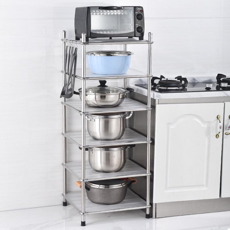 厨房置物架落地式多层不锈钢家用大全落地收纳架杂物储物架放锅架