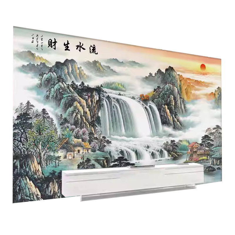 中式山水岩板电视背景墙瓷砖壁画