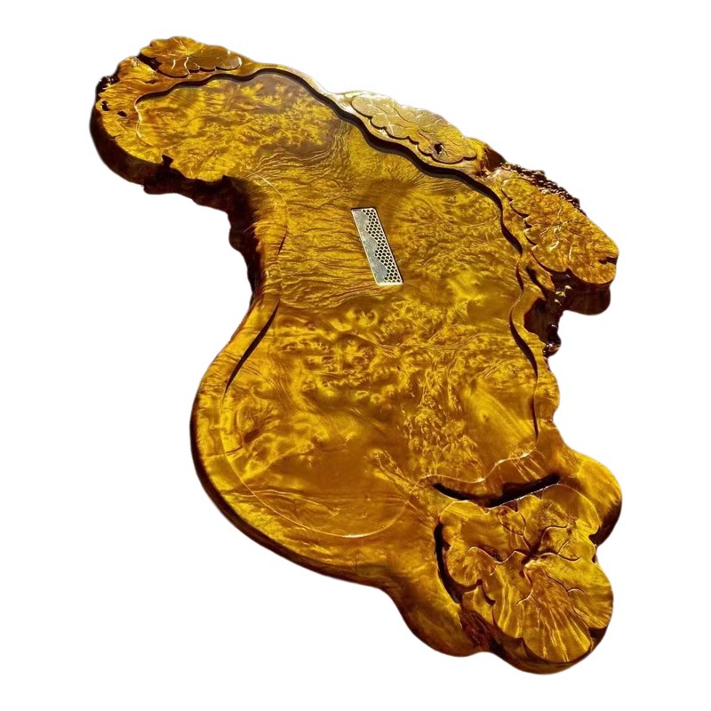 黄金樟实木茶盘满榴花随形大尺寸茶盘