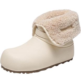 EBLAN/伊伴两穿小歪头扣带雪地靴女2025年冬季新款内增高毛毛棉鞋