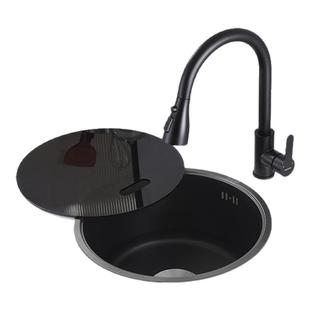 304不锈钢小米粒压纹圆形水槽洗菜盆单槽吧台岛台阳台小水池圆盆