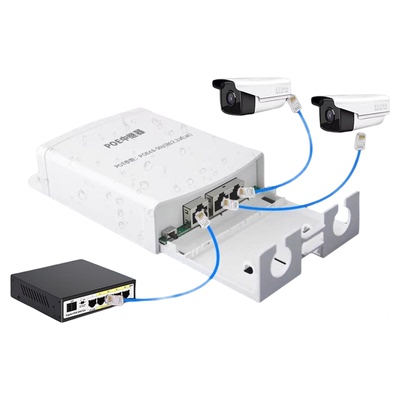 免插电POE一分二/四出中继器防雨