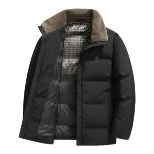 雪中飞中老年男士羽绒服冬季新款2025年休闲保暖翻领爸爸冬天外套