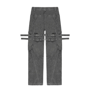 UPGREATED Kyoka同款都市街头重磅飘带水洗薄款工装拉链八神长裤