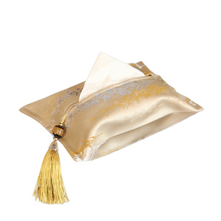 轻奢复古抽纸盒茶室纸巾袋新中式家用纸巾套高端餐桌创意餐巾纸盒