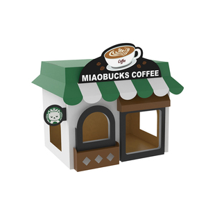 元気喵丨喵巴克猫窝猫玩具猫抓板磨爪猫窝纸箱瓦楞纸盒猫抓窝用品