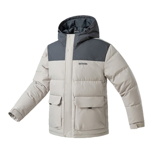 outdoor products2025秋冬新款短款羽绒服男连帽拼接户外防风保暖