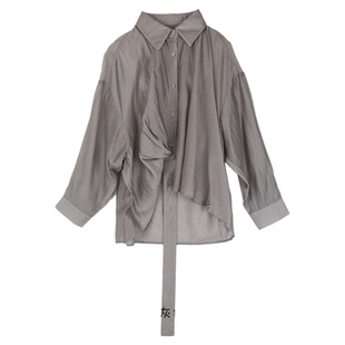 不规则主义穿搭夏空调衫罩衫轻薄天丝防晒服衬衫女上衣Y404B3331