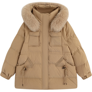 加厚保暖大毛领外套胖莹莹大码女装胖mm冬时尚短款收腰百搭羽绒服