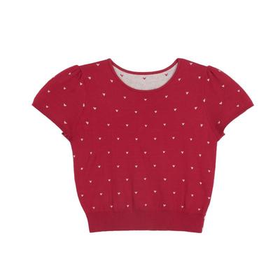 爱心波点针织短袖短款T恤