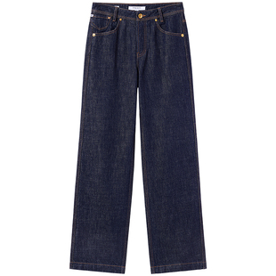 [挺括有型]Miss Sixty纯棉牛仔裤复古深蓝水洗显瘦百搭直筒裤明线