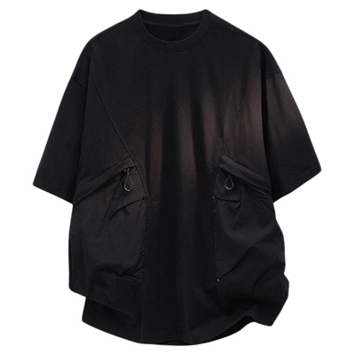 【品牌现货撤柜】KADM DEER夏季新款纯色口袋设计圆领情侣短袖T恤