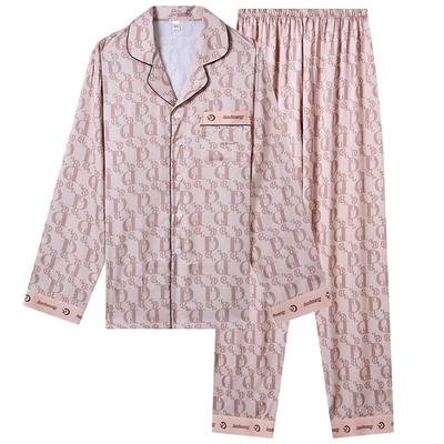 男款冰丝绸春秋季睡衣居家服套