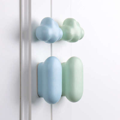 可爱儿童衣柜把手小云朵卡通彩色陶瓷儿童房拉手柜门女孩男孩抽屉