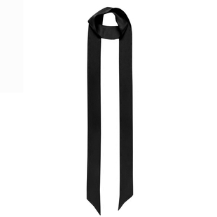 Glee rainbow 经典黑色100%桑蚕丝斜角直角真丝丝巾长条细丝巾