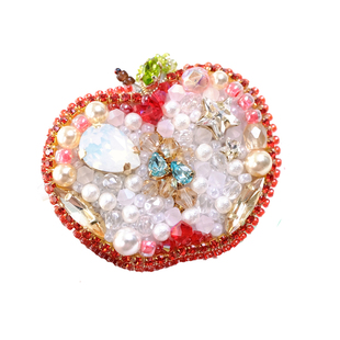 【SEMLY STUDIO 】[材料包]满珠绣小苹果胸针施华洛钻手工刺绣diy