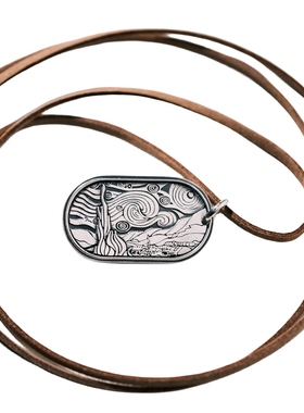 梵高星空手工银原创吊坠