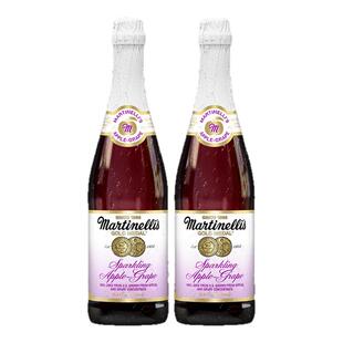 Martinelli′s马添利进口无醇汽泡苹果汁750ml葡萄味百分百果汁