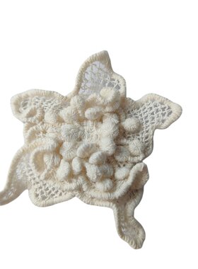 童装diy杏色立体花朵棉线杯垫