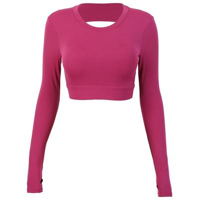 固定胸垫瑜伽服长袖上衣健身锻炼