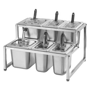 不锈钢份数盆架子带盖商用果酱盒透明翻盖份数盒奶茶店专用配料盒