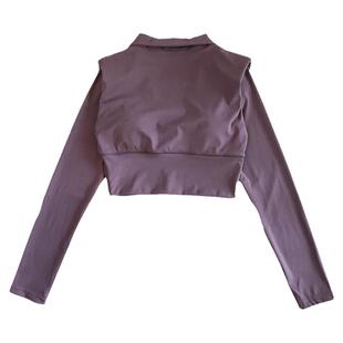 VJISHA带胸垫垫肩小众设计露背弹力修身短上衣显瘦欧美高腰体恤衫