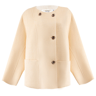 衣纱布菲2025冬装新款温暖绵羊毛双面呢大衣优雅风中短款双云珊