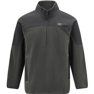 CAT卡特25秋冬新品男士抗静电半开襟摇粒绒拼接落肩袖宽松卫衣
