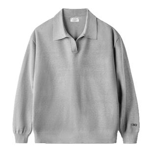 马登工装美式休闲海鸥领polo衫老钱风灰色针织长袖套头毛衣男春季