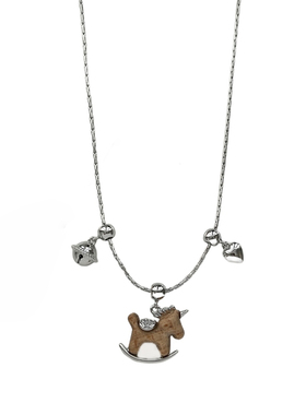 复古木质小马吊坠项链