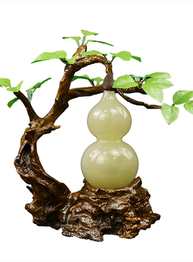 天然玉石葫芦摆件客厅酒柜装饰品