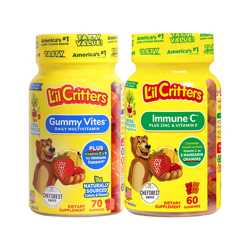 丽贵lilcritters进口小熊软糖儿童维生素d3儿童vc维生素c锌软糖