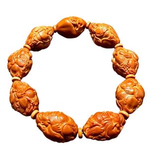 八方来财橄榄核手串男款盘玩八大财神核雕男士文玩原籽精雕刻女款