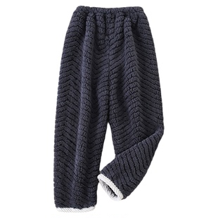 秋冬季儿童珊瑚绒睡裤男童女童法兰绒家居裤加厚保暖中大童保暖裤