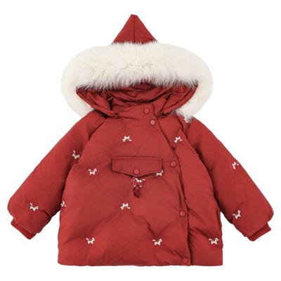 幼悠女童2025冬季新款加厚马年保暖羽绒服95白鸭绒连帽外套年服潮