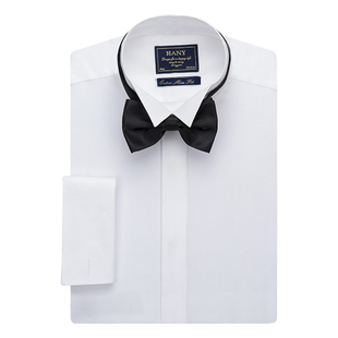 [断码清仓]HANY汉尼礼服法式白衬衫男长袖结婚塔士多燕子领结衬衣