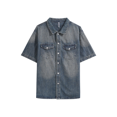 一轩轩牛仔衬衫短裤套装