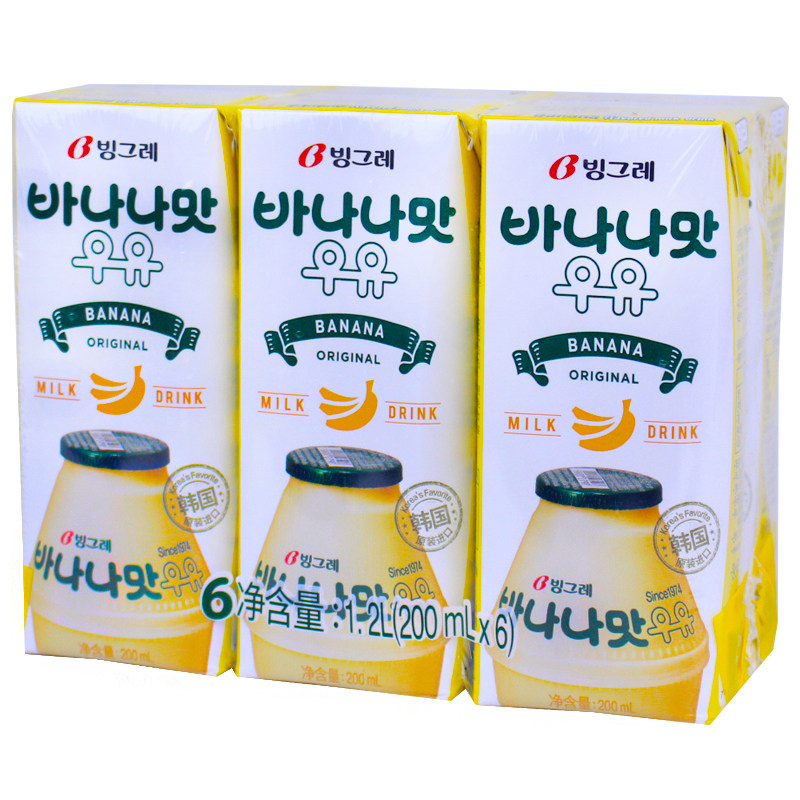 韩国香蕉味200ml*6瓶牛奶饮料
