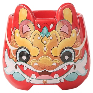 2026新年礼物陶瓷杯子可爱送女生闺蜜醒狮本命年红色马克杯伴手礼