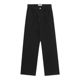 布老哥Blog【腿粗推荐】复古直筒牛仔裤宽松显瘦百搭黑色长裤K247