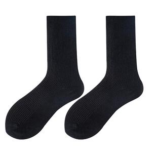 黑色袜子女中筒纯棉秋冬款配皮鞋乐福鞋jk堆堆袜女2025新款长筒袜