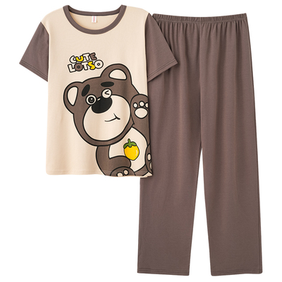 卡通睡衣男青少年夏季短袖长裤舒适棉夏天高中生初中生家居服套装