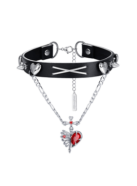 镂空心脏吊坠颈圈锁骨链